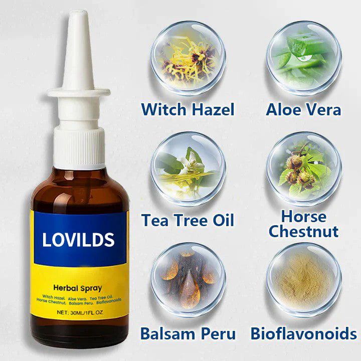 LOVILDS™ Herbal Spray – Directe natuurlijke verlichting bij jeuk, branderigheid en bloeding 🌿