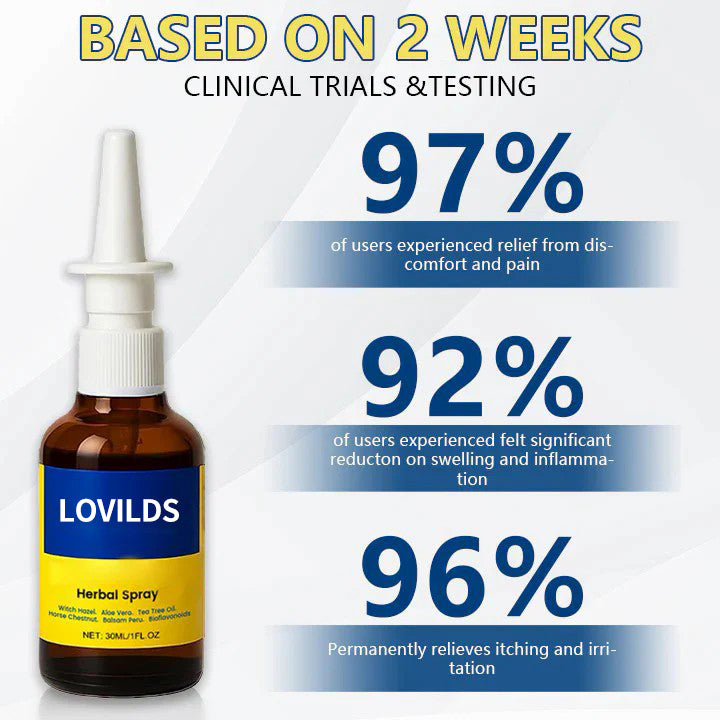 LOVILDS™ Herbal Spray – Directe natuurlijke verlichting bij jeuk, branderigheid en bloeding 🌿