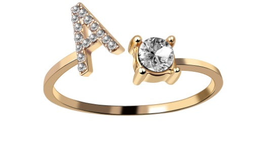 Letterring 'Initial' met Zirkoniasteen 2 voor €24,95